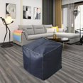 thumbnail image 4 of PU Leather Pouf Cover Hassock Storage Ottoman Cushion Foot Rest Cover Home Decor - Blue, 4 of 8