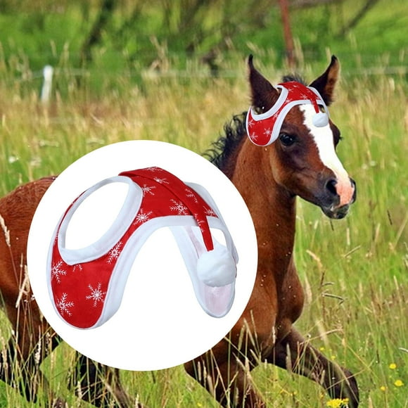 Gorro navideño para caballo, equipo para gorro navideño, suministros, de Papá Noel grueso y cálido para disfraz de caballo para fiesta de disfraces