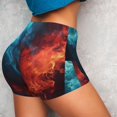 thumbnail image 2 of Sikiie Red And Blue Fire Print Workout Shorts Women Scrunch Butt Gym Shorts Seamless High Waist Tummy Control Yoga Biker Athletic Shorts, 2 of 5