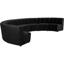 Maklaine 8-Piece Modular Contemporary Velvet Sectional Sofa - Black