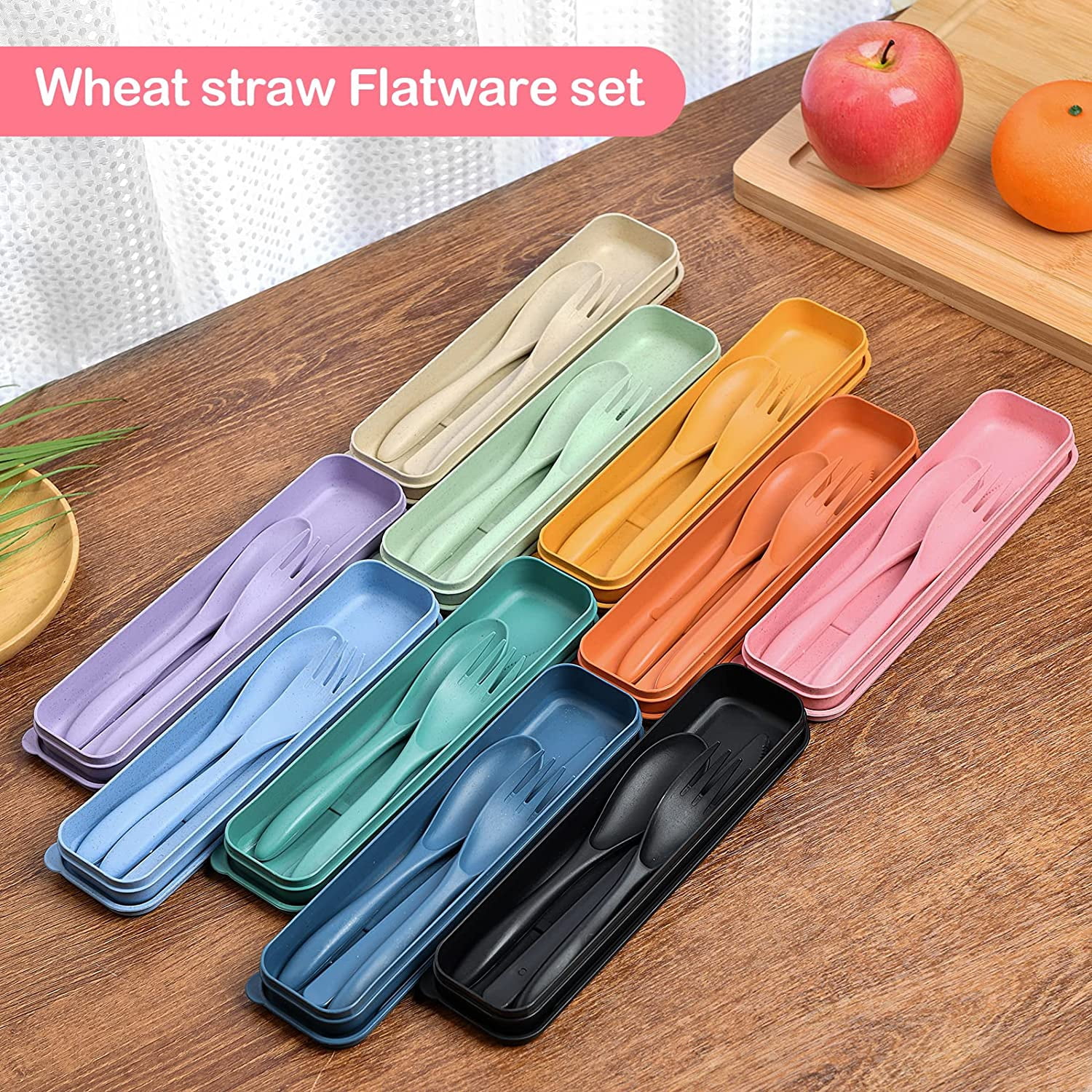 Fleymu Couverts De Voyage 4 Pièces Acier Inoxydable - Set Portable Avec Étui Pour Camping Et Randonnée
