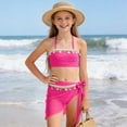 thumbnail image 6 of TOWED22 Girl's 3 Piece Bikini Set Cross Strap Swimsuits for Girls Bathing Suit with Shorts Teen Swimwear Swimming Suit(Hot Pink,10-11 Y), 6 of 9