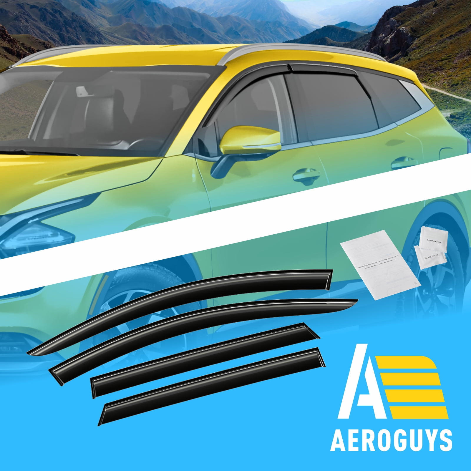 AEROGUYS Tape-On Window Deflectors Extra Durable Window Visors Rain Guards Fit for Kia Sportage 2023-2026, Sun Visors, Wind Vent Visors, Car Accessories - 4pcs. AG0206
