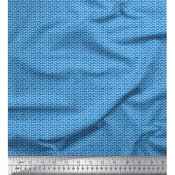 Soimoi Rayon Crepe Fabric Abstract Block Print Sewing Fabric Yard 46 Inch Wide