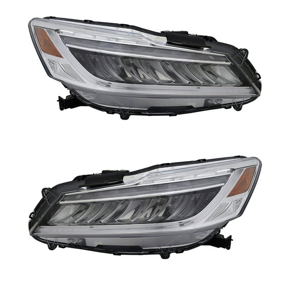 New Pair Of Led Headlights Compatible With Honda Accord Touring Sedan 4 Door 2.4L 2016 2017 By Part Number 33150T2Aa33 33100T2Aa32