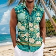 thumbnail image 2 of LTTVQM Men's Hawaiian Shirts 2026 Summer Beach Sleeveless Button Down Shirt Casual Loose Tropical Print Tee Holiday Outfit Vermilion XL, 2 of 5
