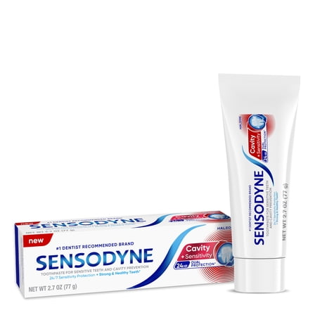 Sensodyne Cavity   Sensitivity Toothpaste, Fluoride Toothpaste for Sensitive Teeth and Cavity Protection, 2.7 Oz