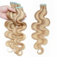 thumbnail image 6 of Benehair 100% Real Remy Human Hair Extensions Tape In Seamless Skin Weft Full Head Body Wave Thick 20 pcs 40pcs Highlight Blonde, 6 of 11