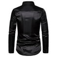 thumbnail image 2 of XIAONU Men's Sequin Satin Dress Shirt Slim Long Sleeve Collar Pullover Tunic Shiny Glamorous Party Eveningwear Top, 2 of 4