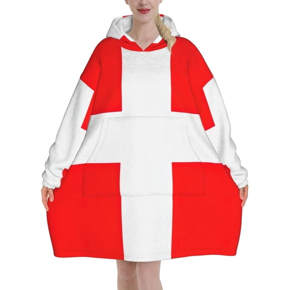 Denmark Danish Flag Print Adults Cozy Oversized Blanket Hoodie Family Winter Lightweight And Easy To Wear