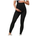 thumbnail image 2 of PXLKNZH Maternity Leggings Over The Belly Women's Full Length Yoga Leggings Stretch Buttery Soft Pregnancy Workout Pants Belly Support Pregnancy Leggings Black,S, 2 of 8