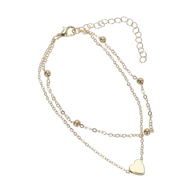 Tobilleras Pulsera de Acero con Encanto Tobillera Corazón Inoxidable