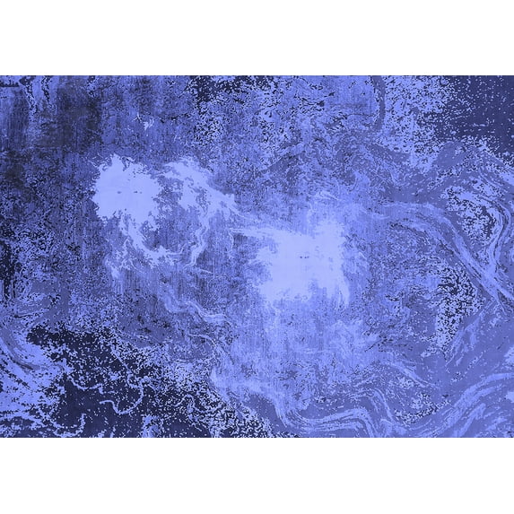 Ahgly Company Machine Washable Indoor Rectangle Oriental Blue Industrial Area Rugs, 5' x 7'