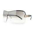thumbnail image 2 of Womens Oversize Shield Curved Wrap Around Designer Sunglasses Gold Grey Clear, 2 of 4