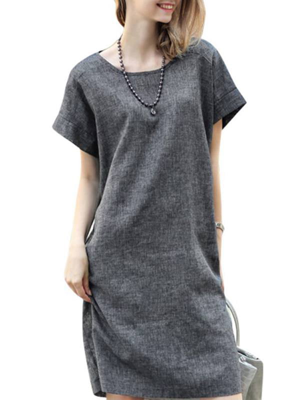 Casual Womens Cotton Short Sleeve Loose 
