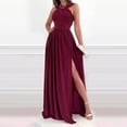 thumbnail image 3 of Womens Summer One Shoulder Maxi Dress Sleeveless Ruffle Wedding Guest Flowy Split Thigh Prom Dress, Hawaiian Dresses For Women, 3 of 8