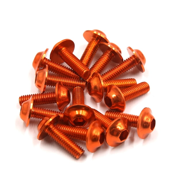 15pcs M6X20mm Tornillos Color Naranja Cabeza Hueca Hexagonal para Matrícula de Motocicleta
