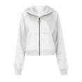 thumbnail image 6 of jjayotai Womens Casual Loose Hooded, Long Sleeve Zipper Solid Cardigan Blouse Thumb Sleeve Hoodie Sweatshirt Tops With Pocket, 6 of 7