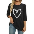 thumbnail image 5 of Ashirexll Long Sleeve Shirts for Women Winter Tops Printed Hooded Round Neck 3/4 Sleeve Casual Fall Blouse, 5 of 6