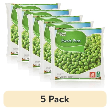 (5 pack) Great Value Frozen Sweet Peas, 32 oz