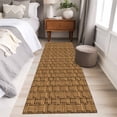 thumbnail image 4 of Vintage Rattan 2'x6' Runner Rugs for Hallway Kitchen Bedside Non Slip Washable, Minimalist Abstract Wicker Texture Brown Entryway Rug Runners with Rubber Backing, Long Carpet Runner for Laundry Room, 4 of 8