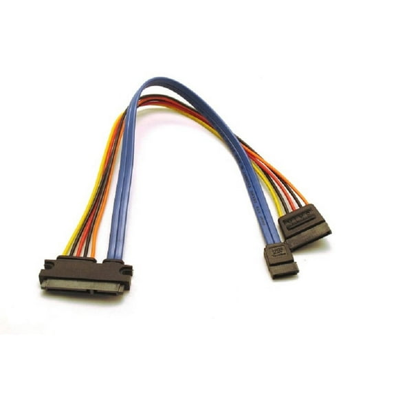 SATA 22 Pin Female to 7 Pin and 15 Pin SATA Power Female - 12 Inch