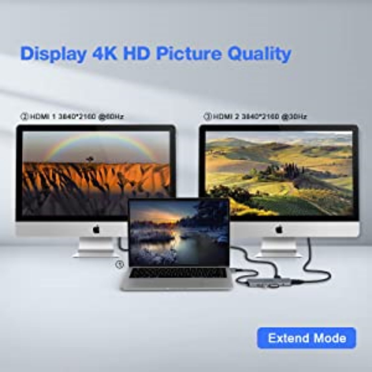 USB C Hub, 9 in 2 USB C Adapter for MacBook - 4K HDMI Triple Monitor Docking Station, USB 3.0, SD/TF Card Reader, 3.5mm Audio - Power and Versatility in One