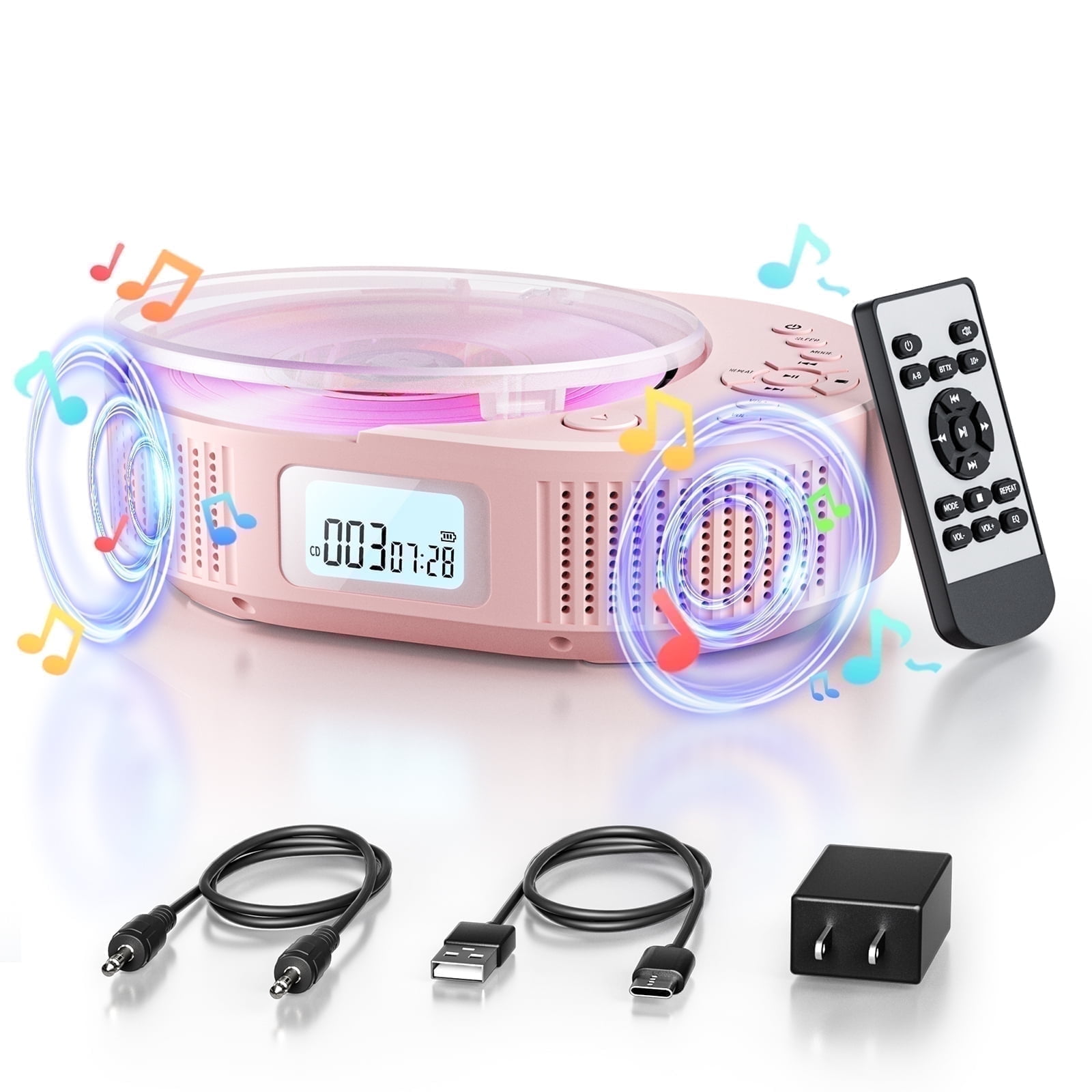 onn. CD Player Boombox, Black, OND19AAA02 - Walmart.com