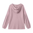 thumbnail image 5 of Womens Tops Long Sleeve Hooded Tops for Women Waffleknit V Neck Loose Casual Pullover Going Out Top, 5 of 6