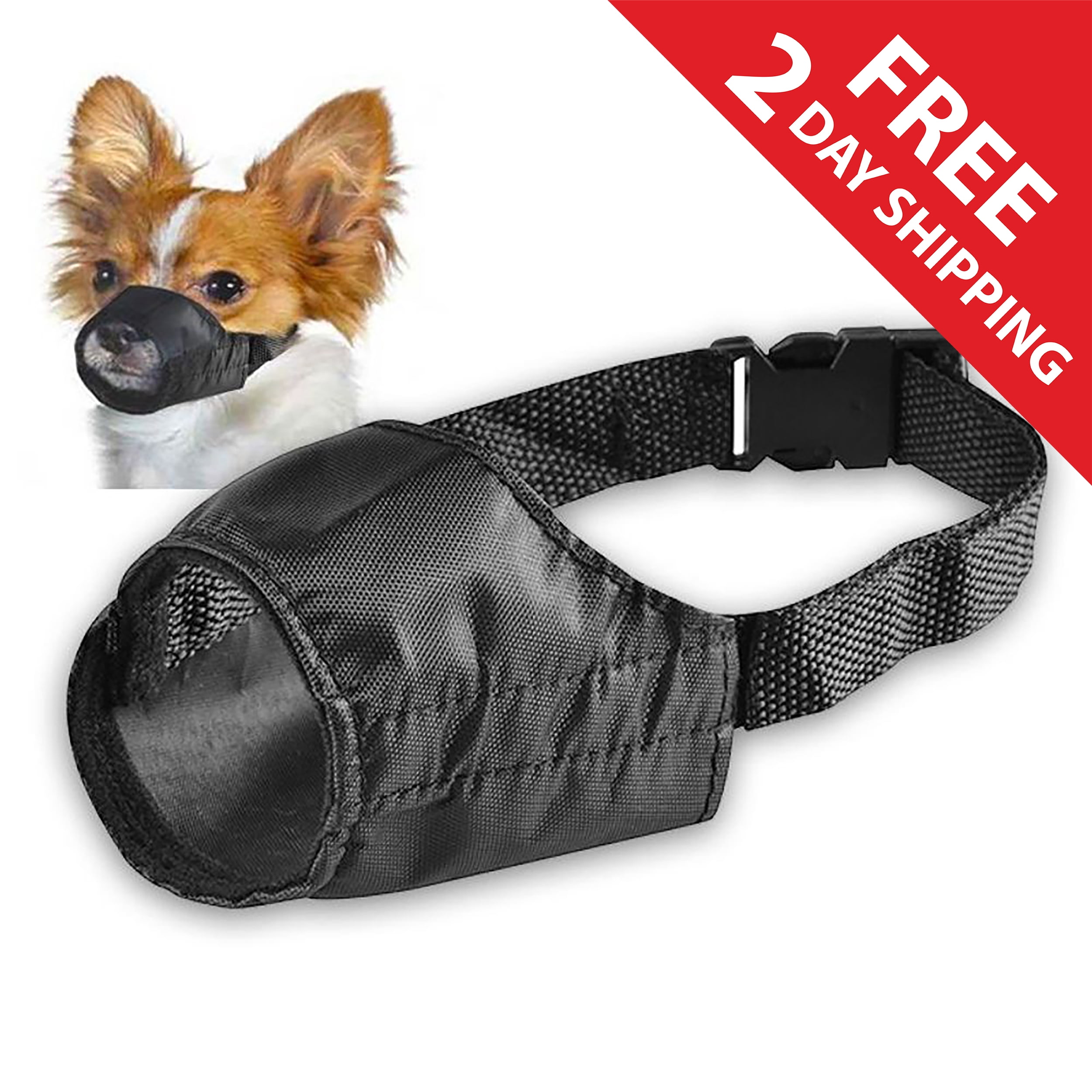 Insten Pet Dog Muzzle Guardian Gear Black Fabric Nylon Adjustable No