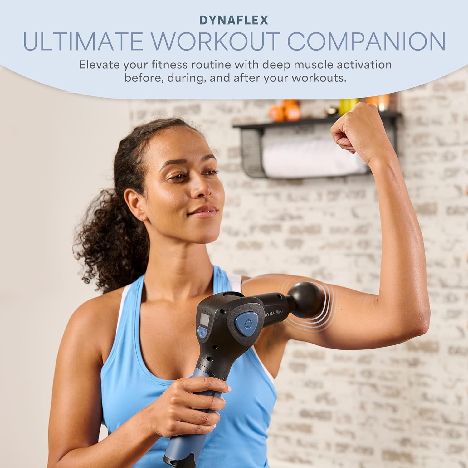 LifePro Dynaflex Massage Gun – Deep Tissue Handheld Massager Gun for Muscle Recovery with 10 Heads & Travel Case – Portable Percussion Massage Gun for Athletes - Blue