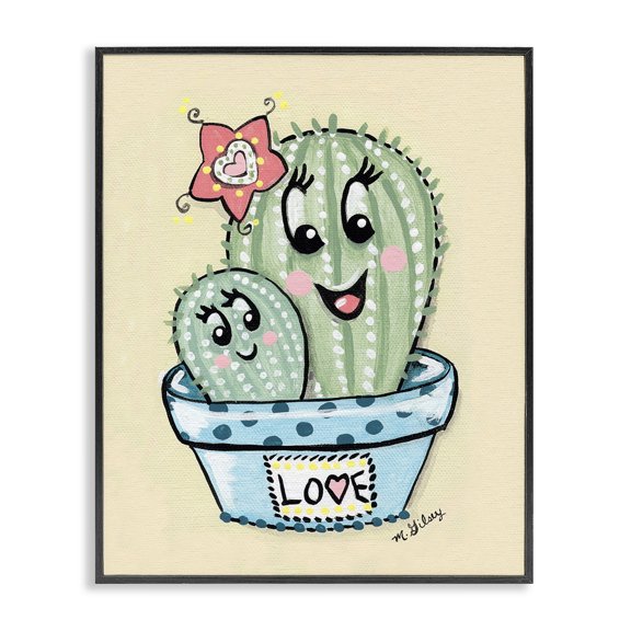 Stupell Industries Eclectic Happy Cactus Plants Black Framed Giclee Art, 11 x 14, by Michelle Gilsey