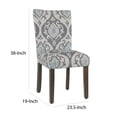 thumbnail image 5 of Wooden Dining Chair with Damask Print Fabric Upholstery, Gray and Blue, Set of Two, 5 of 5