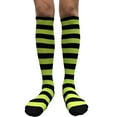 thumbnail image 2 of COUVER Women 1" Stripe Fashion Costume Knee High Socks, Black / Bright Lime Green, 1 Pair, 9-11, 2 of 8