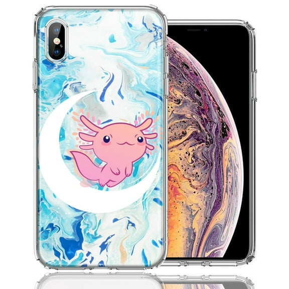 MUNDAZE For Apple iPhone XS Max Pink Axolotl Moon Mable Design Double Layer Phone Case Cover
