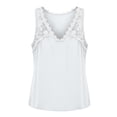 thumbnail image 6 of QUNYINEY Cotton Linen Women's Tank Top Summer Colorblock Tops Loose Fit Lace Casual Sleeveless V Neck Women's T Shirts, 6 of 6