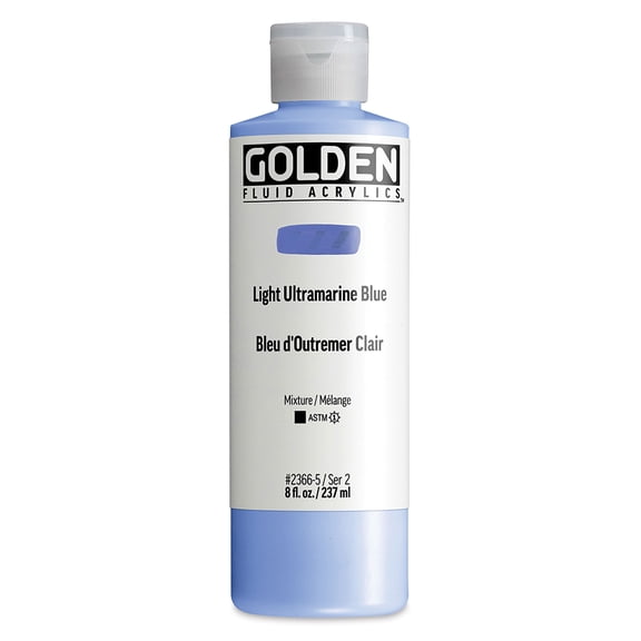 Golden Fluid Acrylic - Light Ultramarine Blue, 8 oz bottle