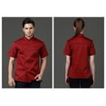 thumbnail image 5 of Chef Shirt for Men Restaurant Kitchen Cooking Chef Uniform Unisex Chef Jacket Long Sleeve Hotel Kitchen with Stylish Red Buttons,Red,XL, 5 of 5
