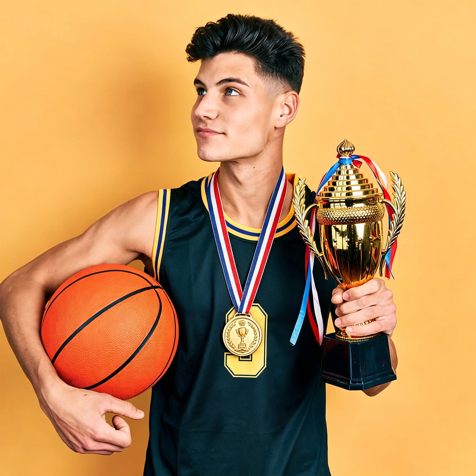Uxcell Award Medals, 72 Pcs Gold Silver Bronze Plastic Award Medals Printed with Trophy Patterns  with Lanyards for Teen Sports, Games, Competitions, Party Favors Decorations