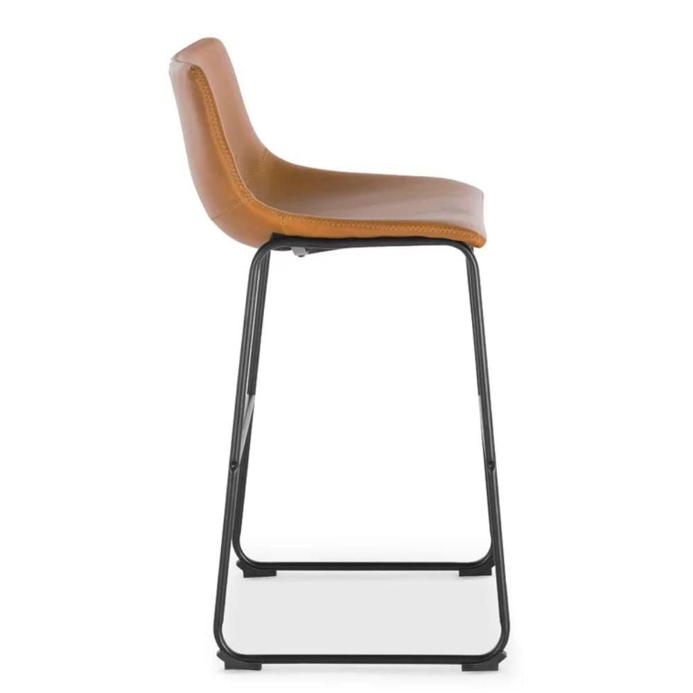 London Tabouret de comptoir noir élégant en similicuir PU 26", tabouret de comptoir en métal noir, meubles de cuisine, îlot de cuisine (Ensemble de 2)