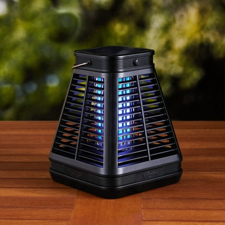 VGF Black Solar Power Bug Zapper Mosquito Eliminator Portable LED Lamp Light Bulb Insect Killer