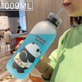 thumbnail image 2 of (Frosted4)1000Ml straw cup kongfu panda water bottle transparent cartoon water bottle straw cup, 2 of 4