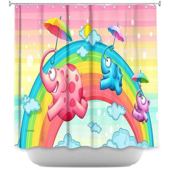 Shower Curtains - DiaNoche Designs - Rainbow Elephants