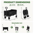 thumbnail image 3 of Gianna Collapsible Folding Wagon, Heavy Large Capacity Garden Wagon, Big Bucket Beach Cart with Multi-Terrain Brake Wheels for Outdoor Camping, Shopping, 28.7" X 18.7" X 35.4"，Black, 3 of 6