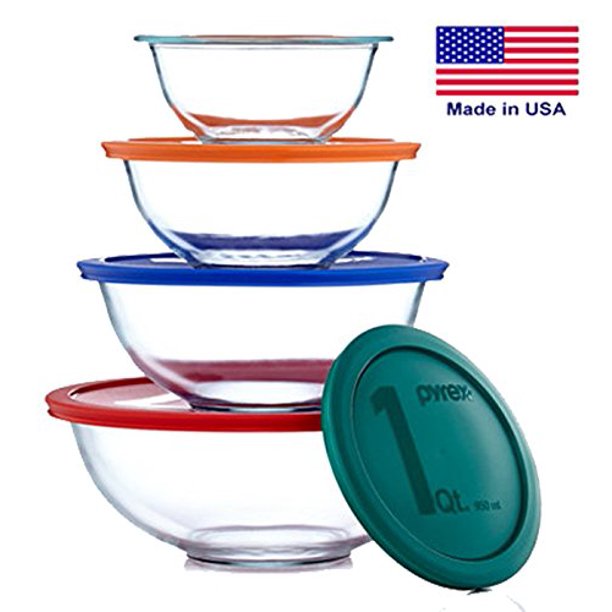 Pyrex Smart Essentials Mixing Bowl Set Including Locking Lids (Clear