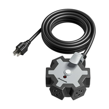 DEWENWILS Heavy Duty 5-Outlet Power Strip, 15FT Extension Cord, Grey，ETL Listed