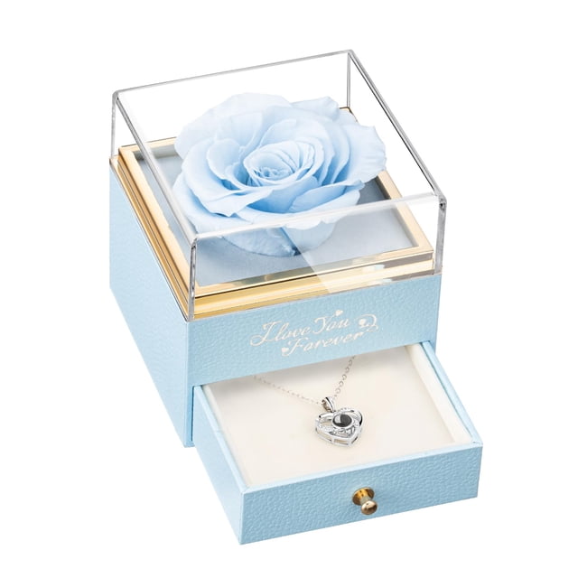 Flores preservadas ASELFAD, auténtica rosa azul claro para ella