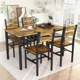 thumbnail image 3 of Cvortll Farmhouse Dining Table Set for 4, Wood Kitchen Table Chairs Set with Storage, Space-Saving Dinette Set for Breakfast Nook (Brown), 3 of 10