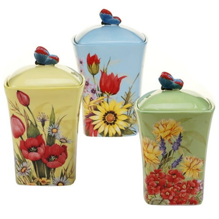 Certified International Floral Bouquet  3 Piece Storage Jar 