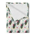 thumbnail image 2 of Pineapple Soft Flannel Fleece Throw Blanket, Hand Drawn Sketch Fruits with Colorful Triangles and Foliage Leaves Background, Cozy Plush for Indoor and Outdoor Use, 60" x 80", Multicolor, by Ambesonne, 2 of 5